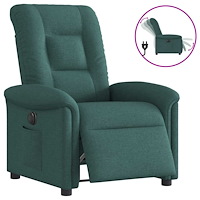 vidaXL Elektrisk reclinerfåtölj mörkgrön tyg