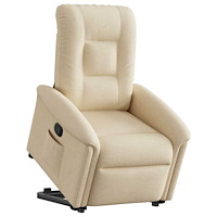 vidaXL Reclinerfåtölj med uppresningshjälp gräddvit tyg