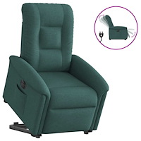 vidaXL Elektrisk reclinerfåtölj med uppresningshjälp mörkgrön tyg
