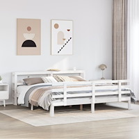vidaXL Sängram med huvudgavel utan madrass vit 200x200 cm
