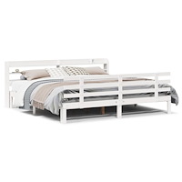 vidaXL Sängram med huvudgavel utan madrass vit 200x200 cm