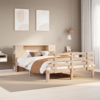 vidaXL Säng med bokhylla utan madrass 120x190 cm massiv furu