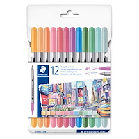 Staedtler A/S Douple-ended fibre tip pens pastel 12 colors