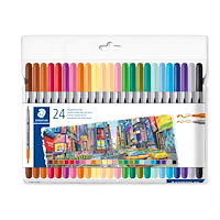 Staedtler A/S Douple-ended fibre tip pens pastel & Standard 24 colors