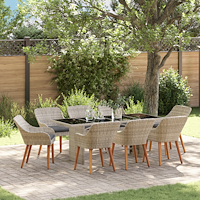 vidaXL Matgrupp 9 pcs Ljusgrå