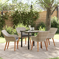 vidaXL Matgrupp Ljusgrå Poly rattan