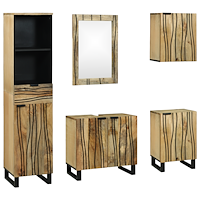 vidaXL Badrumsmöbelset 5 pcs Brun 38 x 33 x 160 cm Fast Rå Mango trä