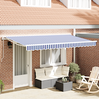 vidaXL Utfällbar markis Blå och Vit 350x200 cm Polyester och aluminium