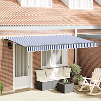 vidaXL Utfällbar markis Blå och Vit 350 x 200 cm