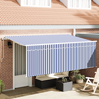 vidaXL Utfällbar markis Randig Blå och vit Vit 350 x 200 cm