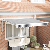 vidaXL Utfällbar markis Antracit och vitt 350x200 cm tyg