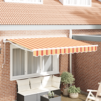 vidaXL Utfällbar markis Flerfärgad rand 350x200 cm tyg