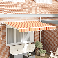 vidaXL Utfällbar markis Flerfärgad rand 350x200 cm tyg