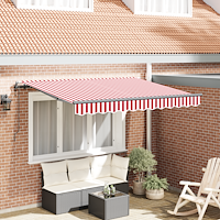 vidaXL Utfällbar markis Röd och Vit 350 x 200 cm