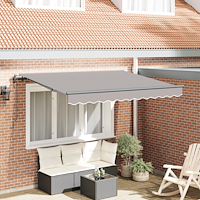 vidaXL Utfällbar markis Ljusgrå 350 x 200 cm Polyester och aluminium
