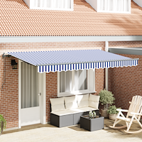 vidaXL Utfällbar markis Blå och Vit 400 x 200 cm