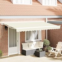 vidaXL Utfällbar markis Kräm 400x200 cm tyg