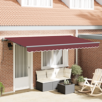 vidaXL Utfällbar markis Vinröd 400 x 200 cm Polyester och aluminium