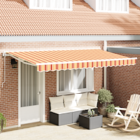 vidaXL Utfällbar markis Flerfärgad rand 400x200 cm tyg