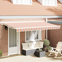 vidaXL Utfällbar markis Flerfärgad rand 400x200 cm tyg