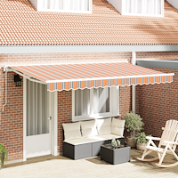 vidaXL Utfällbar markis Flerfärgad rand 400x200 cm tyg