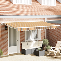vidaXL Utfällbar markis Flerfärgad rand 400x200 cm tyg