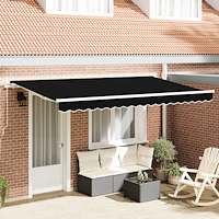 vidaXL Utfällbar markis Svart 400 x 200 cm Polyester och aluminium