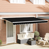 vidaXL Utfällbar markis Svart 400 x 200 cm Polyester och aluminium