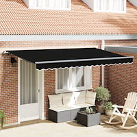 vidaXL Utfällbar markis Svart 400 x 200 cm Polyester och aluminium