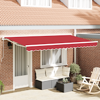 vidaXL Utfällbar markis Röd 400x200 cm tyg