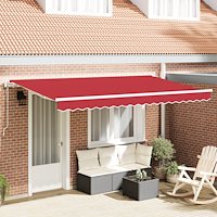 vidaXL Utfällbar markis Röd 400 x 200 cm Polyester och aluminium