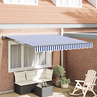 vidaXL Utfällbar markis Blå och Vit 300x250 cm tyg