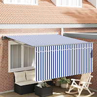 vidaXL Utfällbar markis Blå och vit 300 x 250 cm tyg