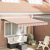vidaXL Utfällbar markis Flerfärgad rand 300x250 cm tyg