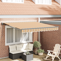 vidaXL Utfällbar markis Flerfärgad rand 300x250 cm tyg