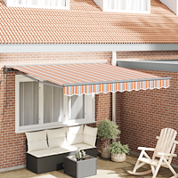 vidaXL Utfällbar markis Flerfärgad rand 350x250 cm tyg