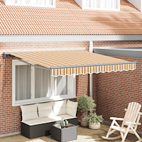 vidaXL Utfällbar markis Flerfärgad rand 350x250 cm tyg
