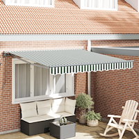 vidaXL Utfällbar markis Grön och Vit 350x250 cm tyg