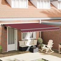 vidaXL Utfällbar markis Burgunder Röd 400x300 cm tyg