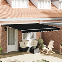 vidaXL Utfällbar markis Svart 400x300 cm tyg