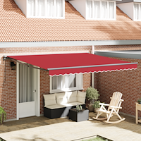 vidaXL Utfällbar markis Röd 400x300 cm tyg
