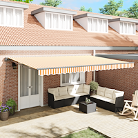 vidaXL Utfällbar markis Orange och vit 500x300 cm tyg