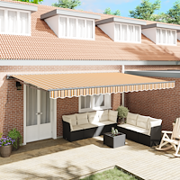 vidaXL Utfällbar markis Flerfärgad rand 500x300 cm tyg