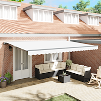vidaXL Utfällbar markis Vit 500x300 cm tyg