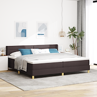 vidaXL Bäddfjäder med madrass med huvudgavel Mörkbrun 200 x 200 cm tyg