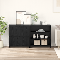 vidaXL Sideboard 2 pcs Svart ek 70 x 41 x 75 cm Konstruerat trä