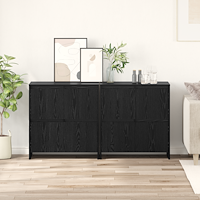 vidaXL Sideboard 2 pcs Svart ek 70 x 41 x 75 cm Konstruerat trä