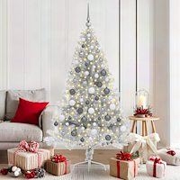 vidaXL Konstgjord Förbelyst Julgran Silver 180 cm PET