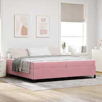 vidaXL Sängram med madrass Rosa och vit 200 x 200 cm Sammet