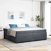 vidaXL Sängram med madrass Mörkgrå 200 x 200 cm Sammet
